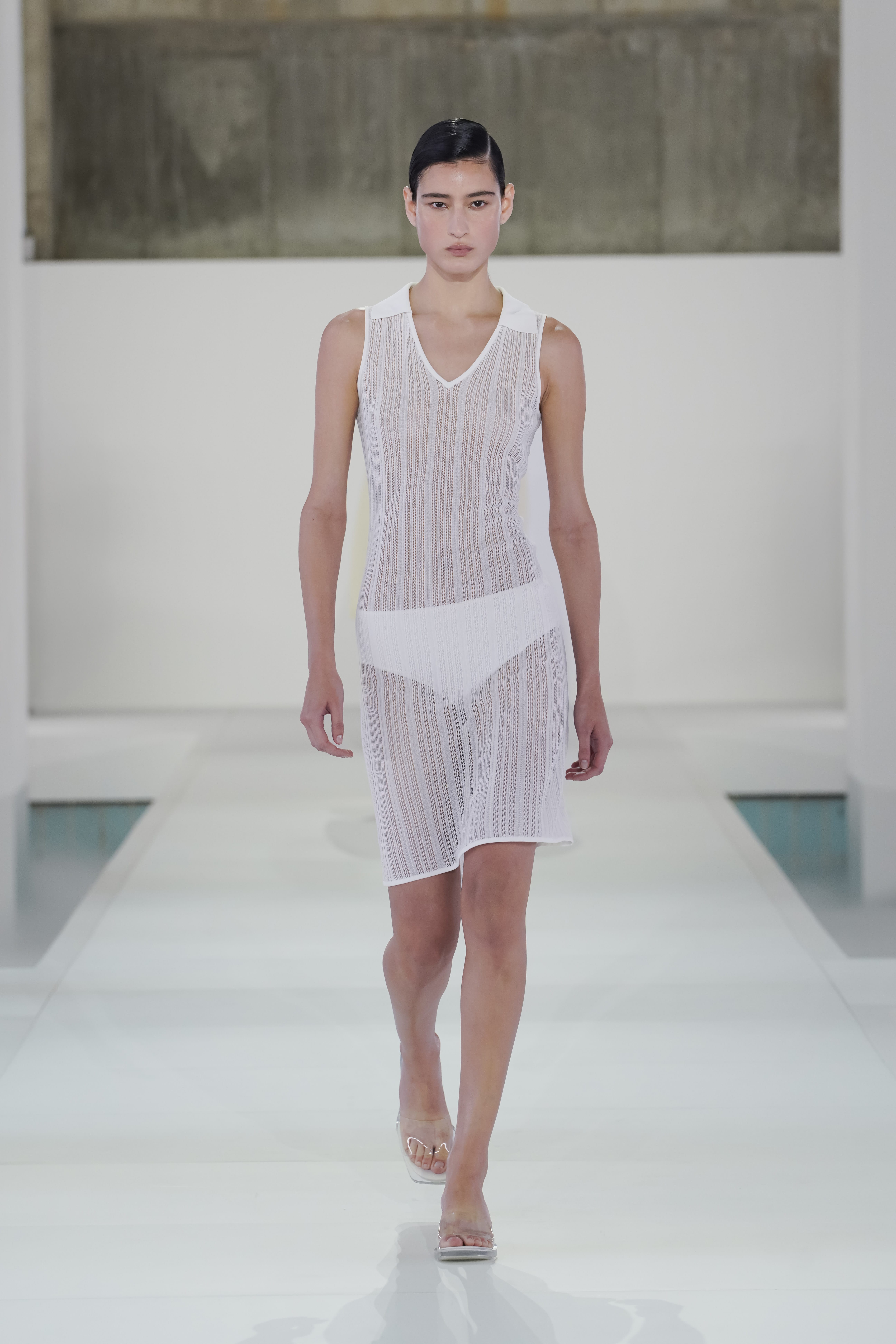 シアー レースニットドレス